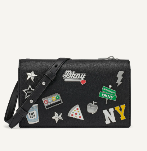 [S] DKNY BLACK/SILVER R535AH95-BSV ETTA WALLET ON A STRING, 732465095061 (SD1778)