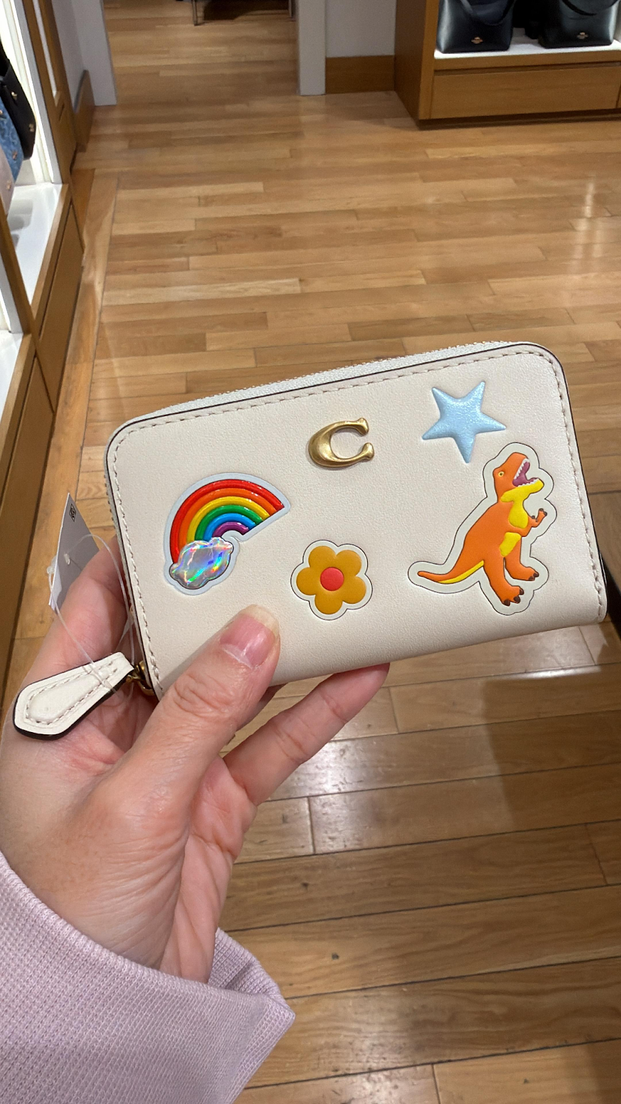 VR045 Coach ESSENTIAL 恐龍貼紙印花拉鏈短銀包