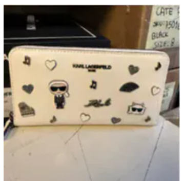 [S] KARL LAGERFELD WINTER WHITE/SILVER L5GQO8EI-W2V LARGE ZIP WALLET WITH PINS, 198913917093 (SKL1590)