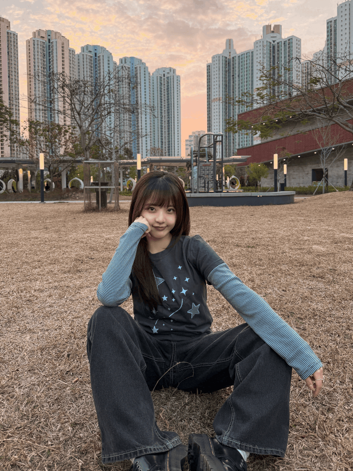 Stripe Stars Layering Long Sleeve