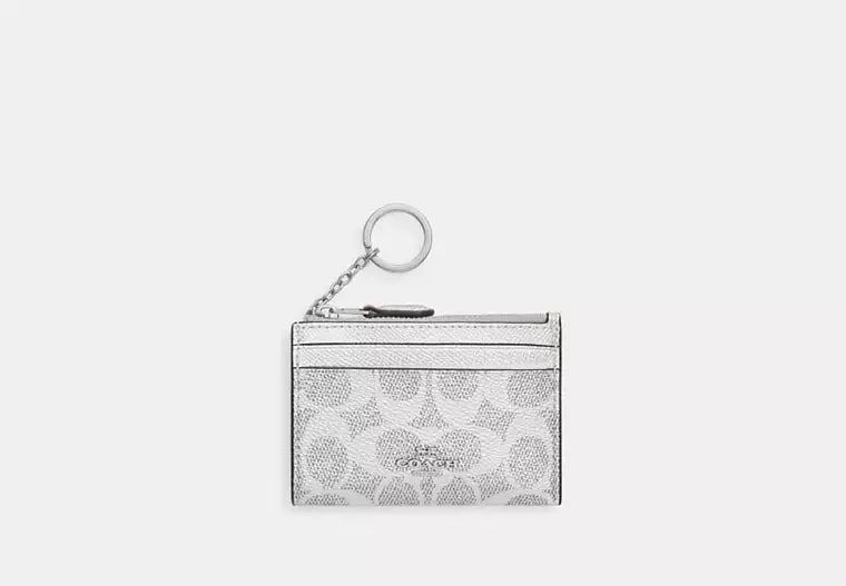 [S] COACH SILVER/GRAY/SILVER CCS50 MINI SKINNY ID CASE IN SIGNATURE CANVAS, 196395999637 (SCO1224)