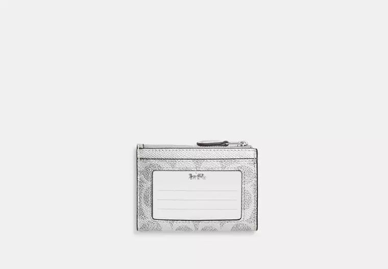 [S] COACH SILVER/GRAY/SILVER CCS50 MINI SKINNY ID CASE IN SIGNATURE CANVAS, 196395999637 (SCO1224)