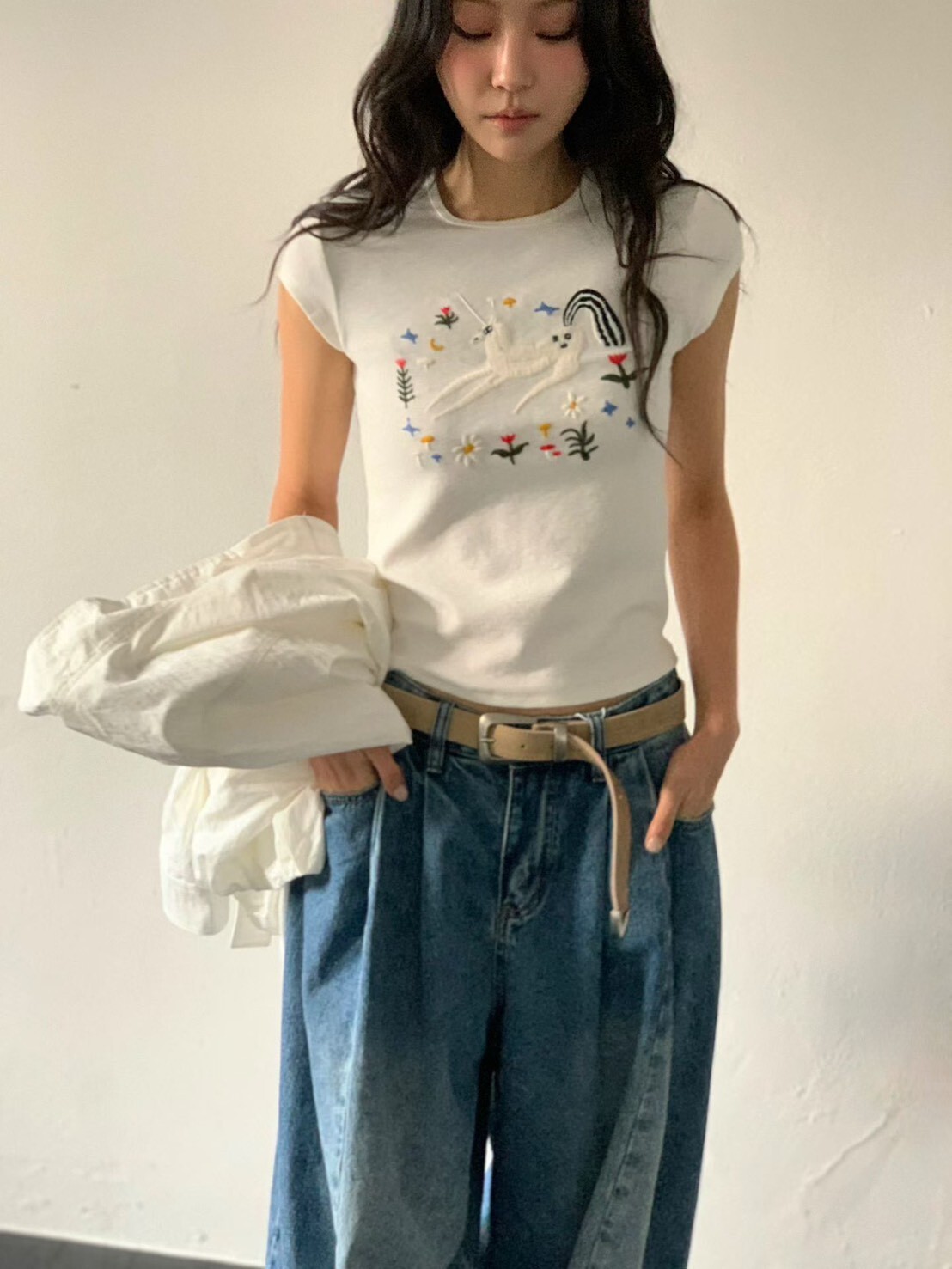 白馬小花半袖T