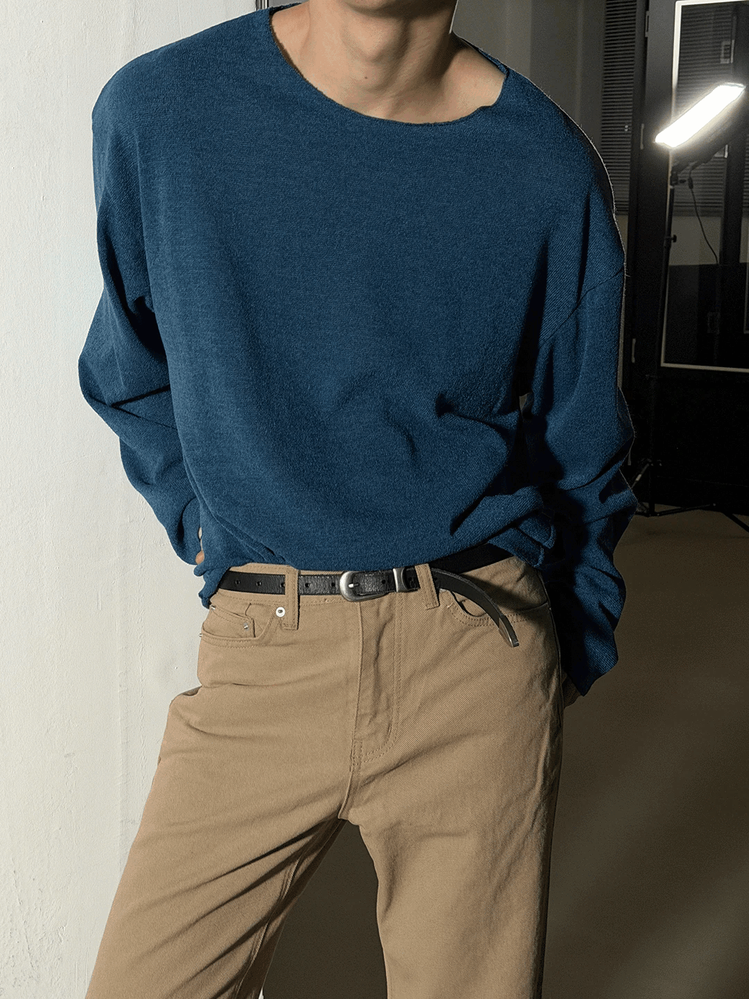 船領裁剪針織長袖T卹