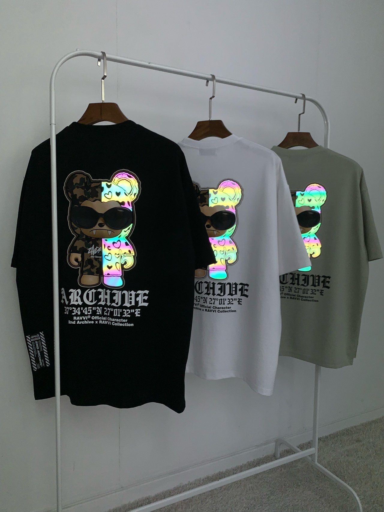 3M反光熊仔圖案英文字短袖Tee 2nd-330T