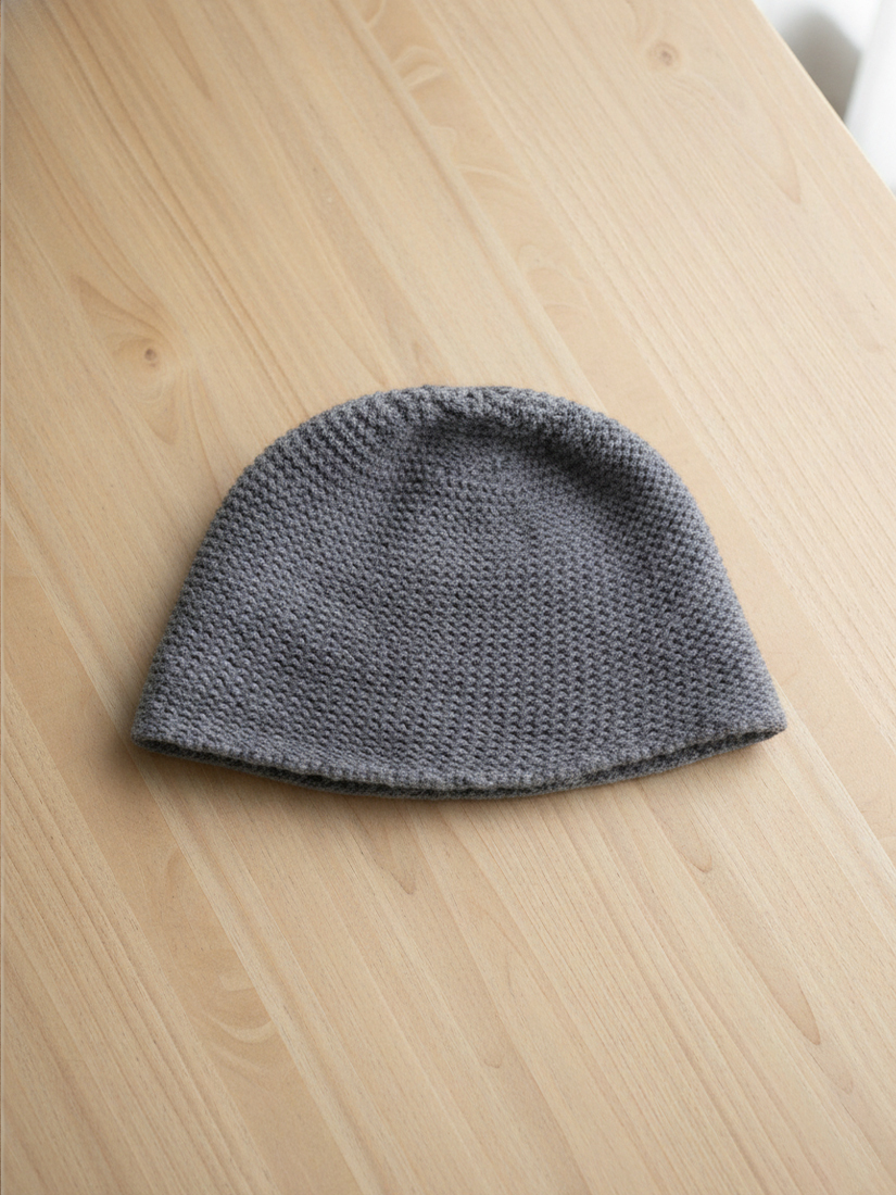 素色自然捲邊針織漁夫帽