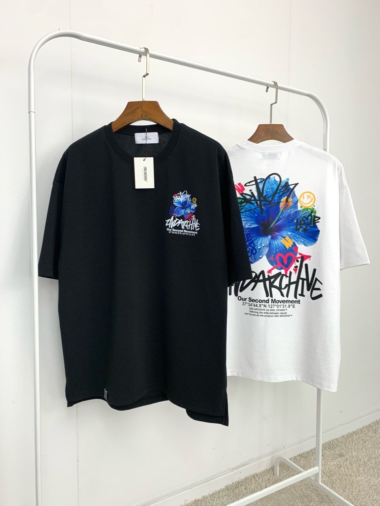 花花圖案英文字短袖Tee 2nd-333T