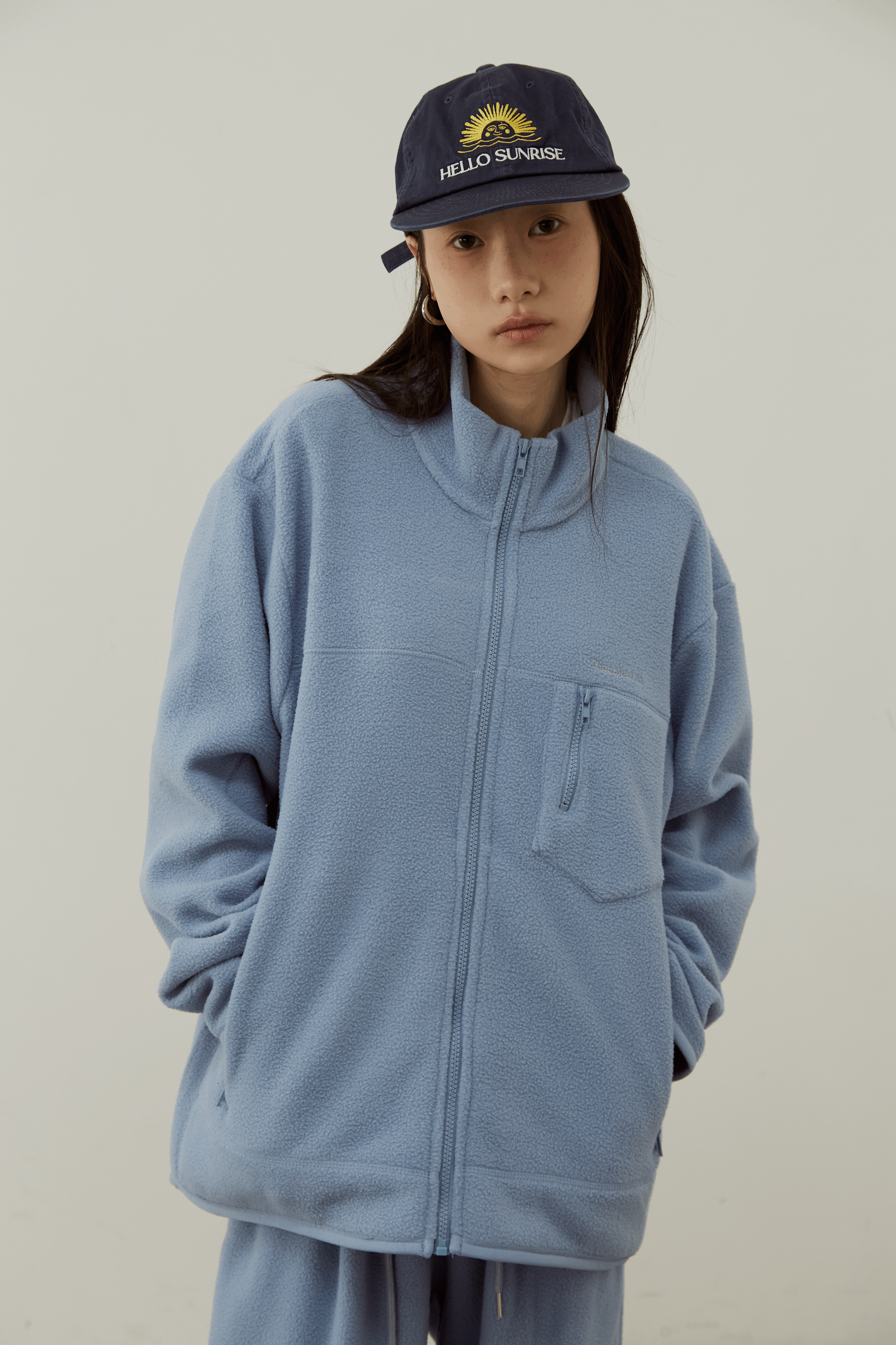 [現貨] TN MADE FW26 - HELD BY FABRIC 搖粒絨立領廓型外套 - 藍