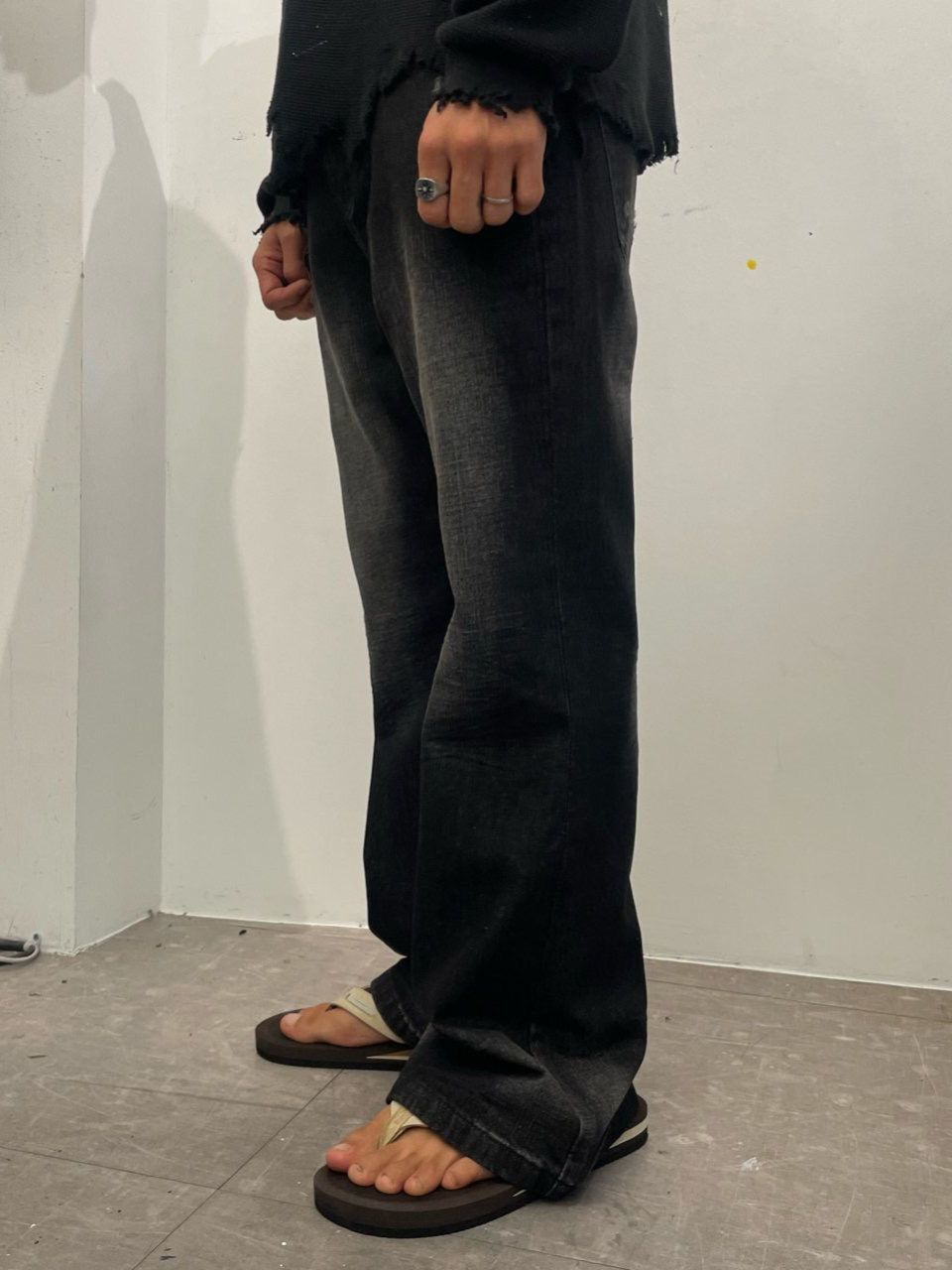 洗水牛仔喇叭褲 CHALK-018P