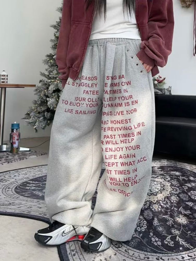 英文字可束腳運動褲 UNUSED-148P