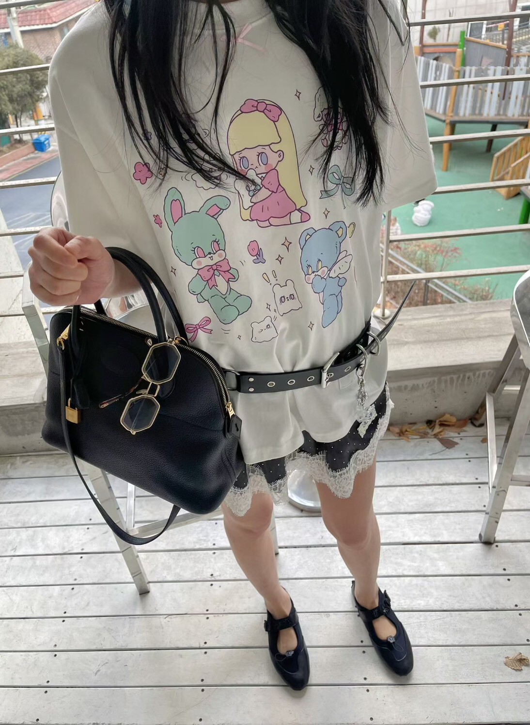 金髮娃娃可愛插畫短袖T