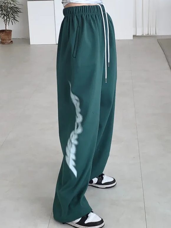 英文字可束腳運動褲 P3256