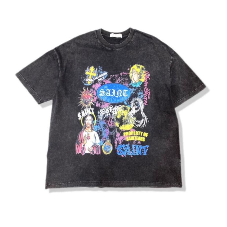 洗水英文字圖案短袖Tee T5908