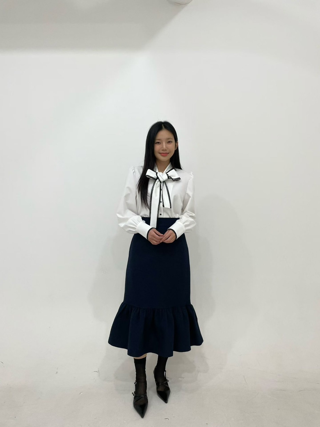 魚尾後腰鬆緊長裙