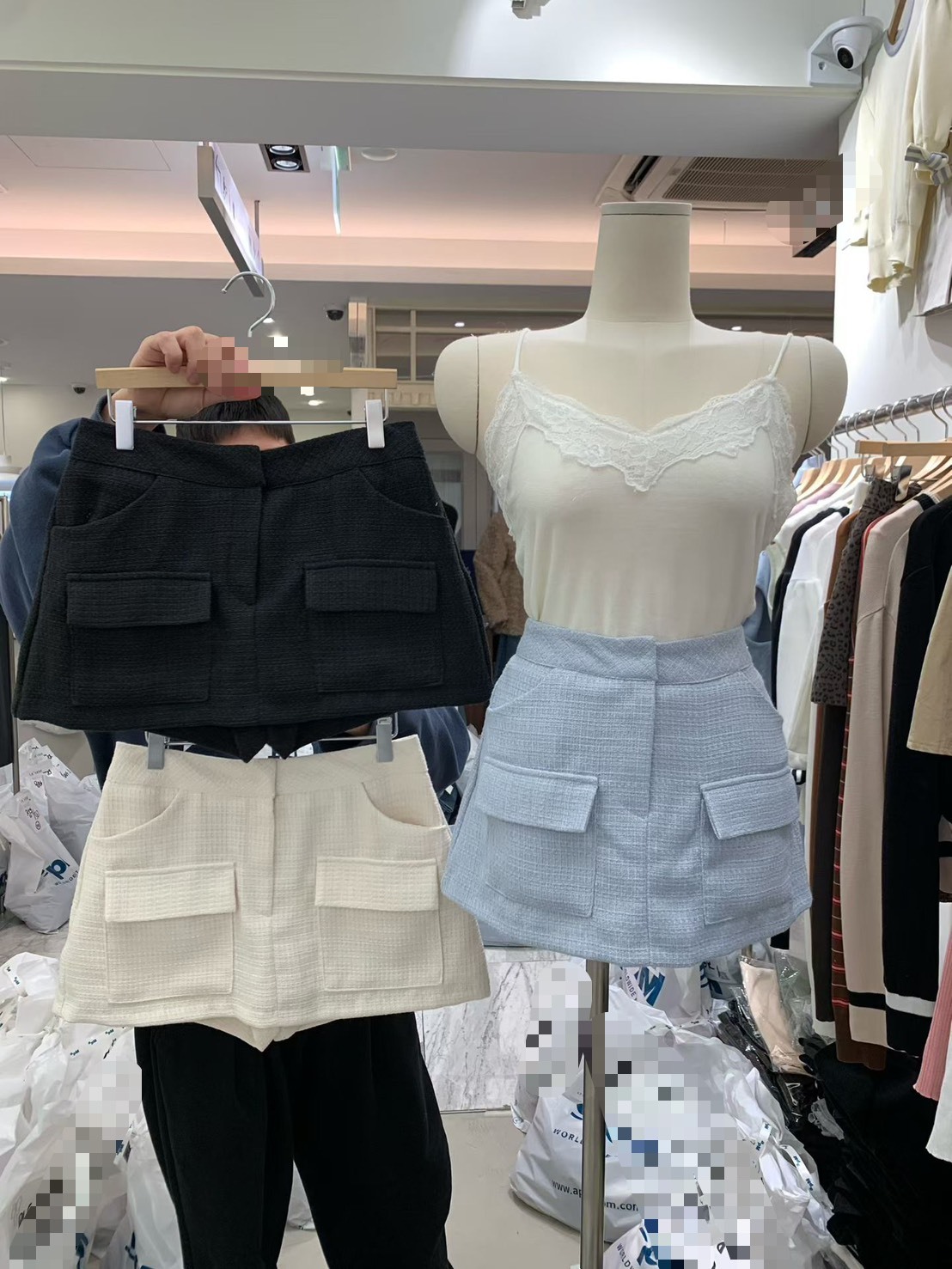 粗花呢蓋袋褲裙