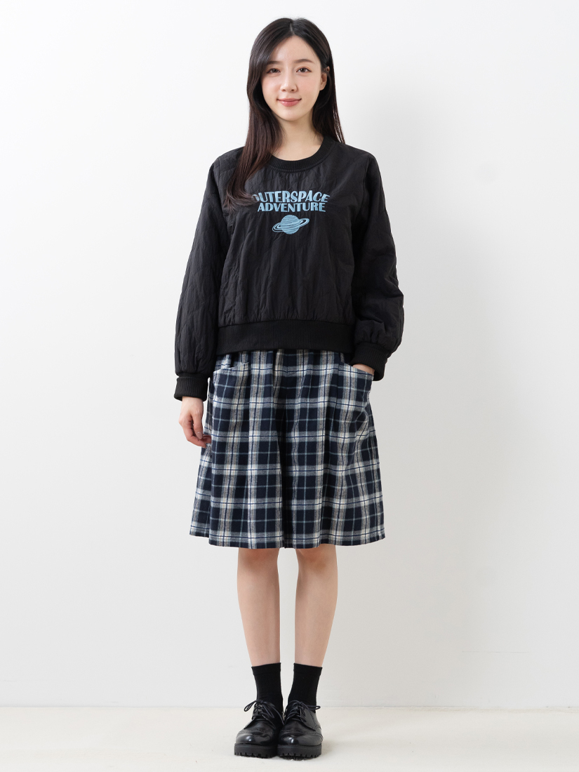 土星絎縫鋪棉短版上衣法蘭絨六分寬褲組合