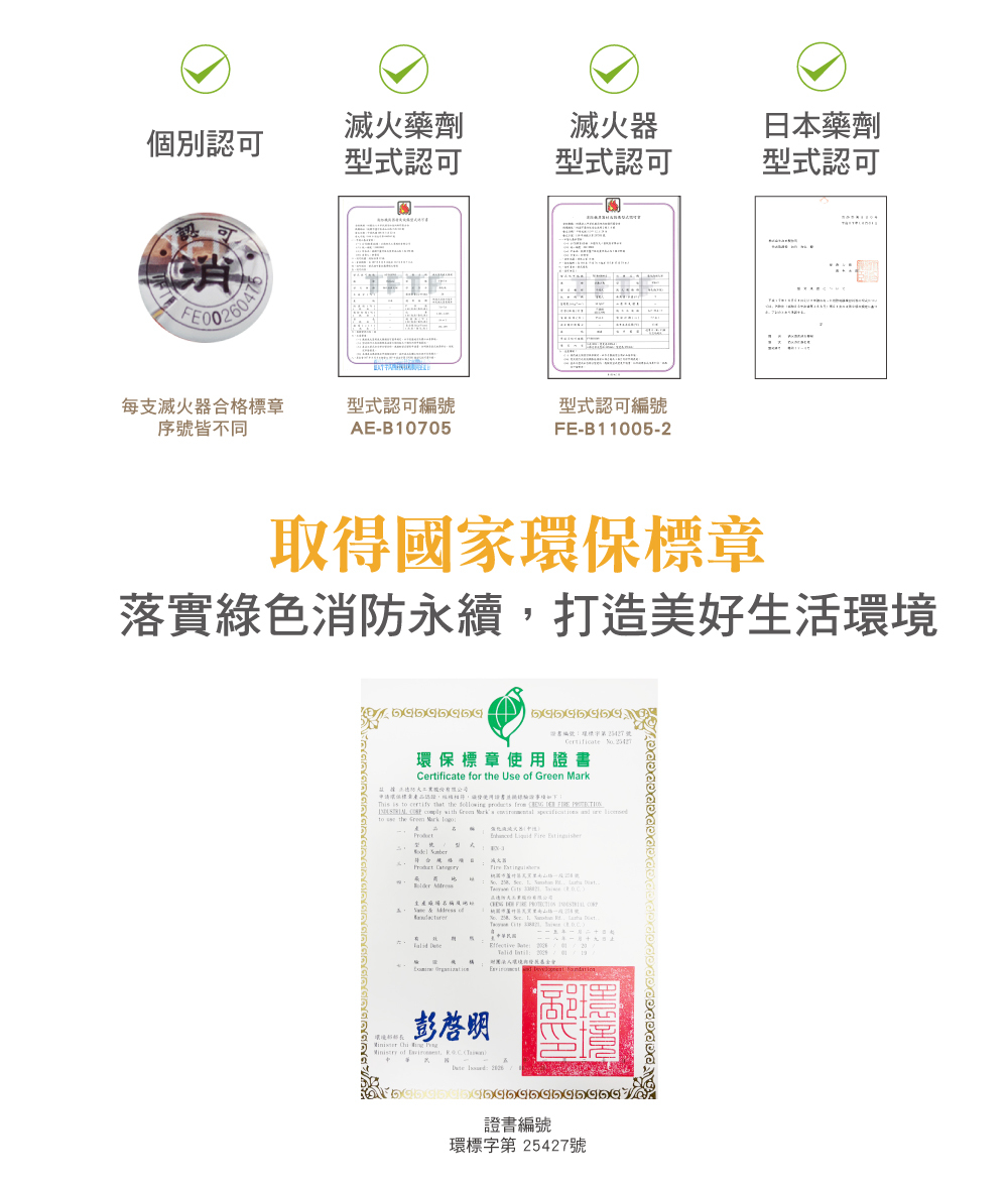 家用滅火器,環保標章