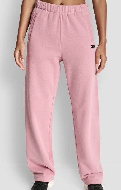 [S] DKNY DUSTY MAUVE FLOCKED LOGO BOYFRIEND OPEN LEG PANT WITH POCKETS, DP5P3740-DMV (SD1794)