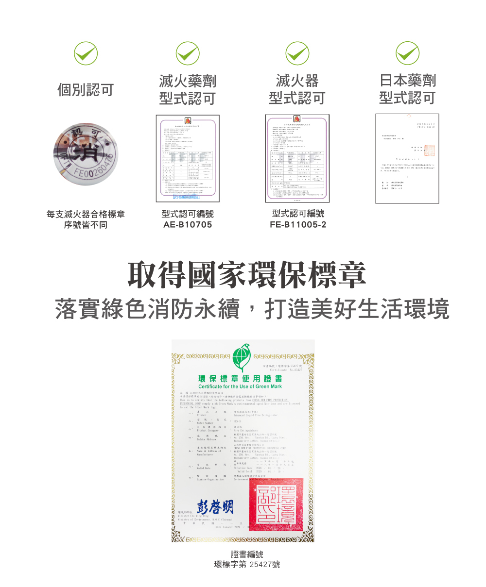 家用滅火器通過環保標章