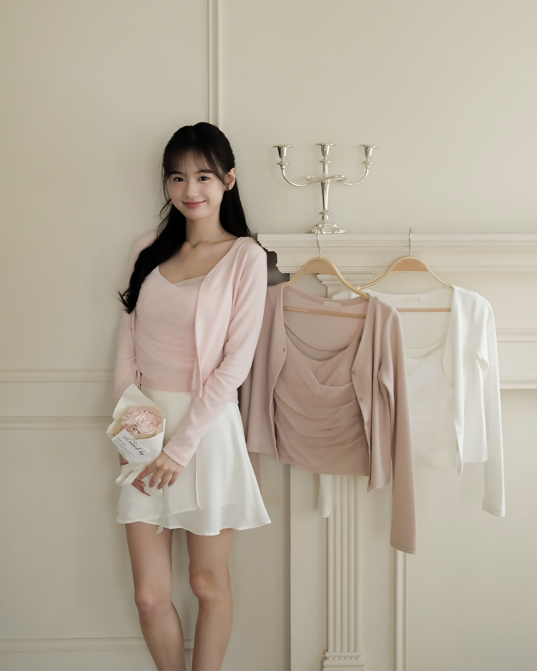 【🌸早春新品 】Rosalie春日輕柔紗感背心＋罩衫 SET( 3 colors)