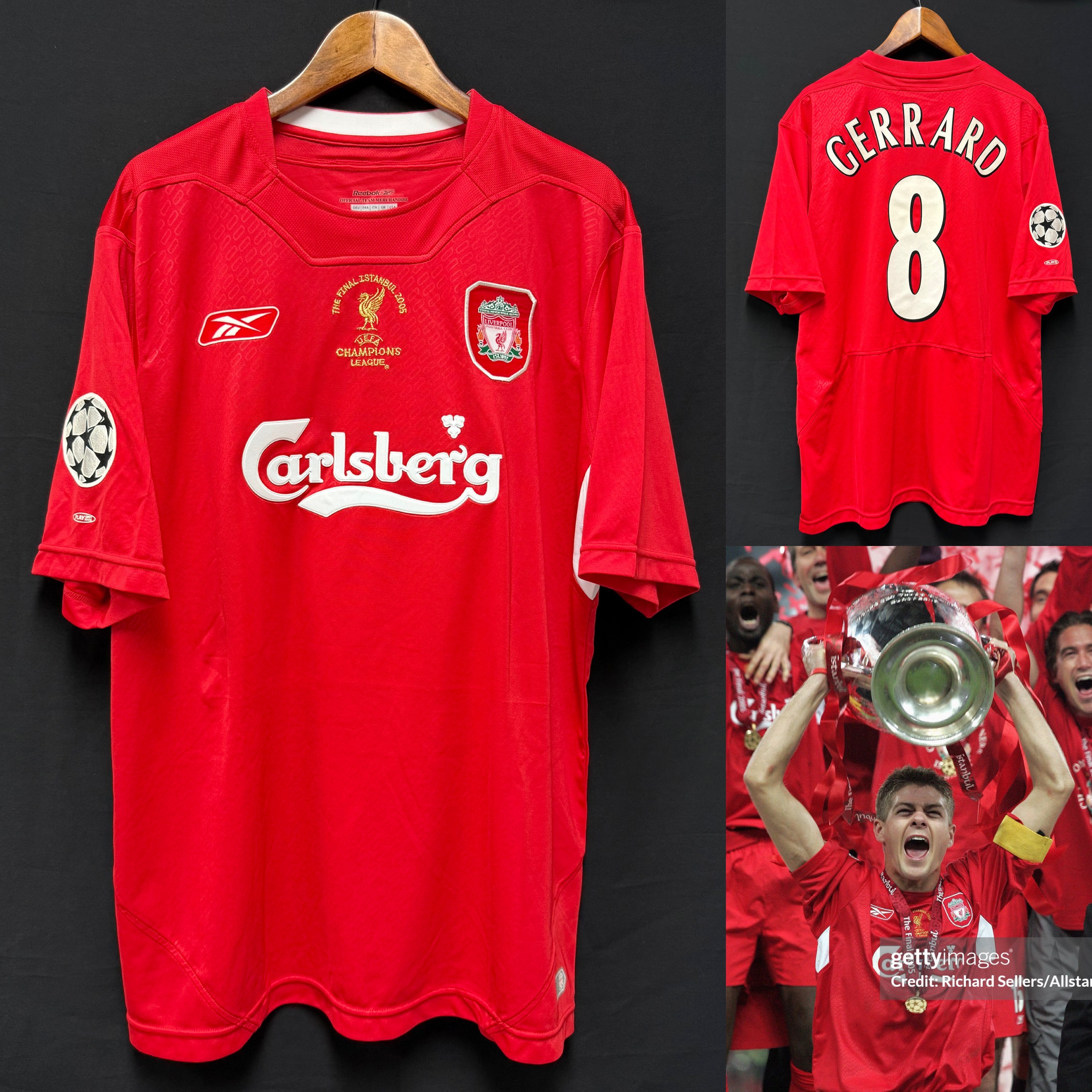 Liverpool 2004-2005 UEFA Champions League Final Reebok Home Shirt #8 GERRARD