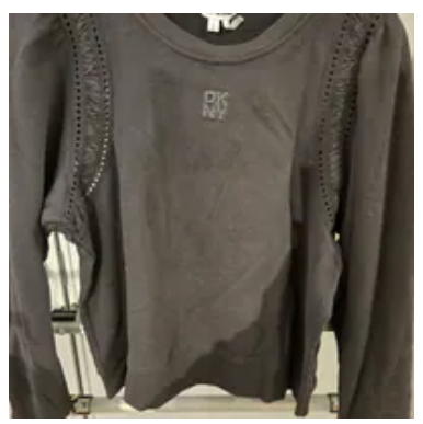 [S] DKNY BLACK LACE DETAIL PUFF SLEEVE SWEATSHIRT, DJ6T1656-BLK (SD1805)
