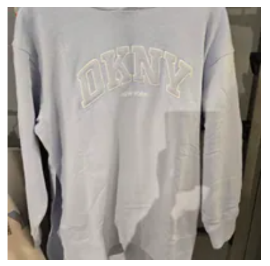 [S] DKNY FROST BLUE 3D VARSITY LOGO OVERSIZED TUNIC HOODIE, DP6T1564-A4I (SD1808)