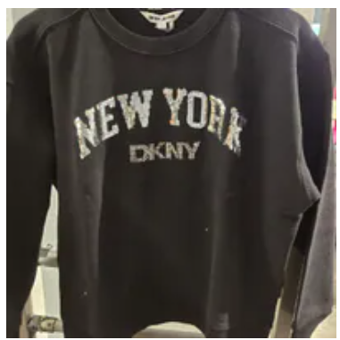 [S] DKNY BLACK/SILVER RHINESTONE STUD LOGO CREW NECK SWEATSHIRT, DJ5T1436-BSV (SD1810)