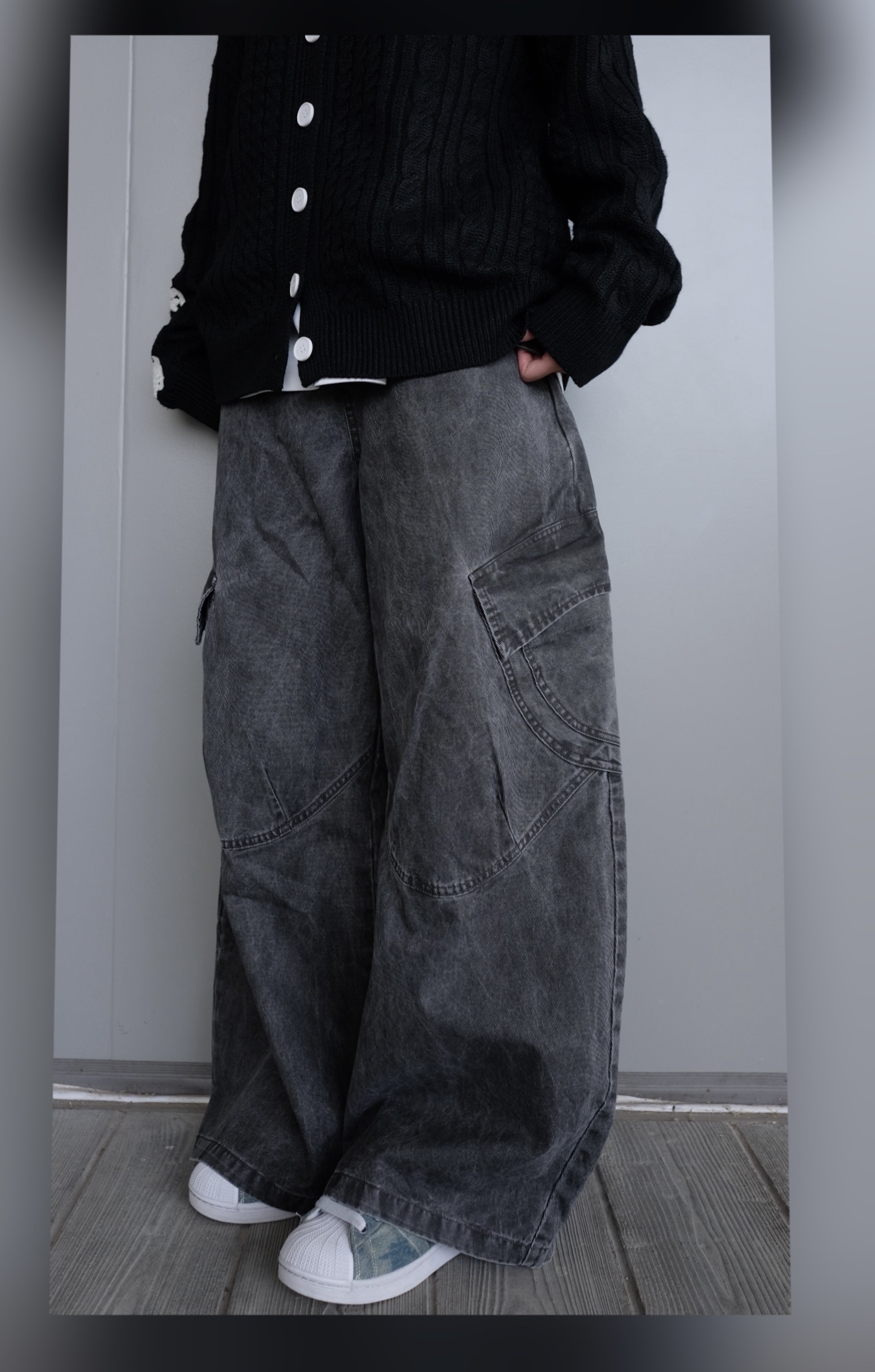 LPT0039 4摺袋洗水灰褲