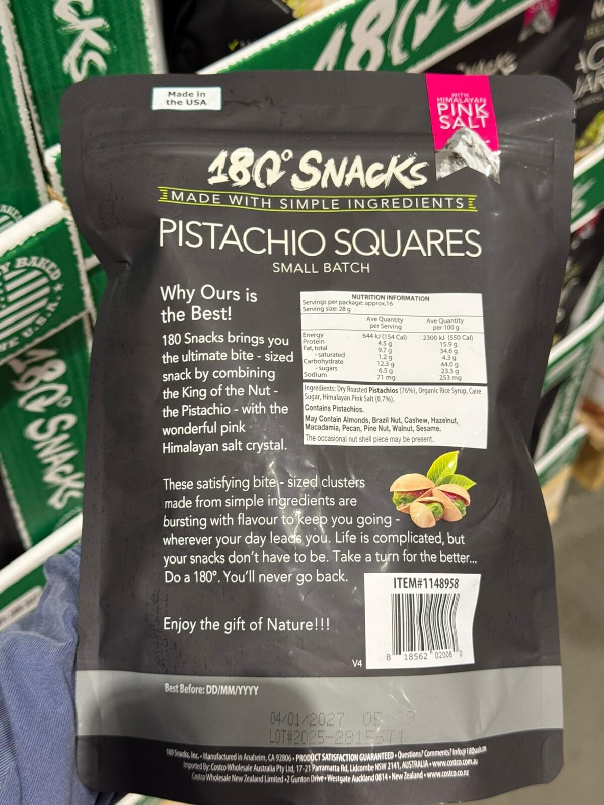 RA01 180° SNACKS 開心果脆脆方塊454g **到期日:約2026/12