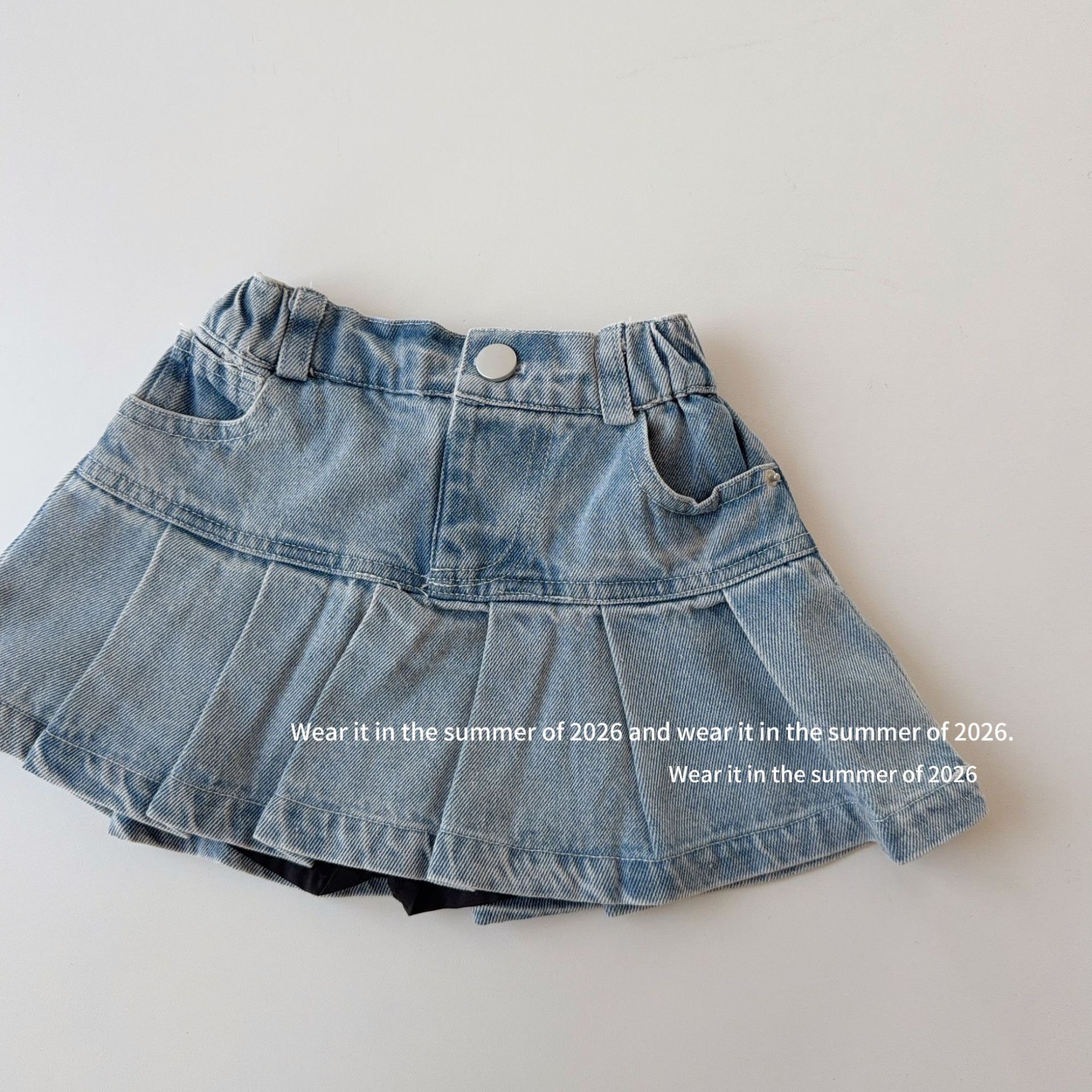 夏季牛仔百褶裙