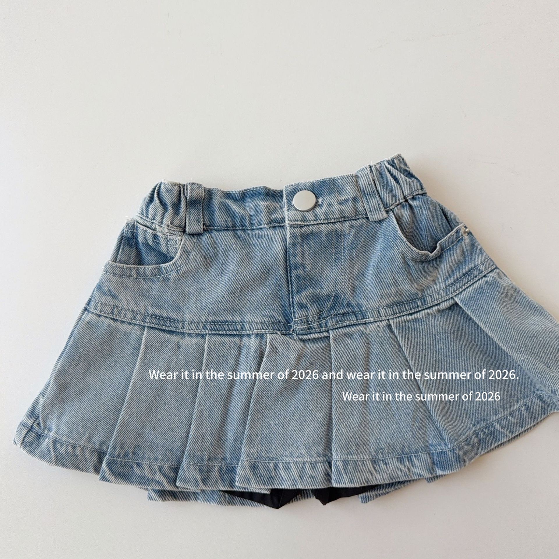 夏季牛仔百褶裙