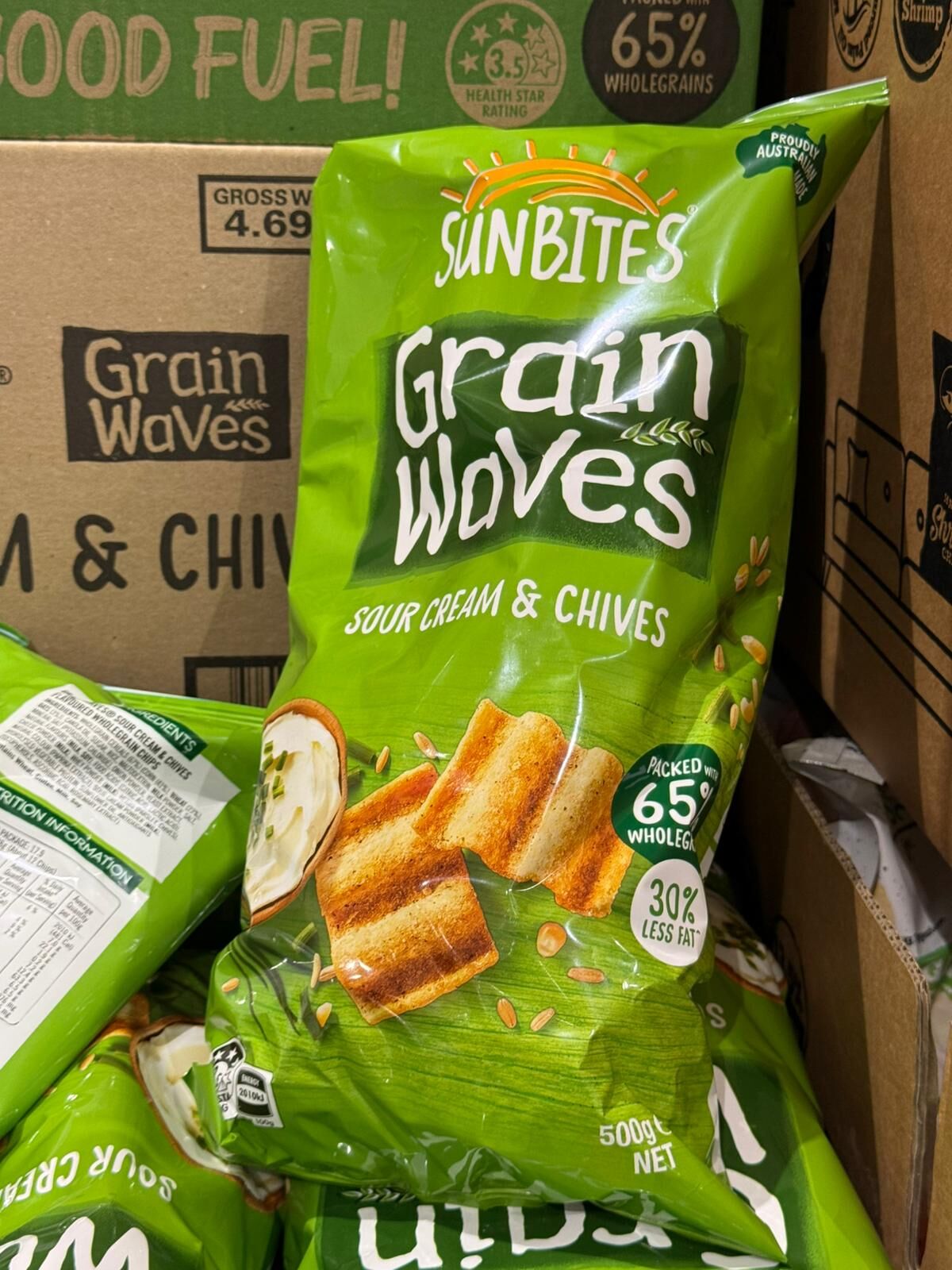 RA15 Sunbites Grain Waves 酸忌廉香葱味穀物波浪脆片 500g  **到期日:約2026/06
