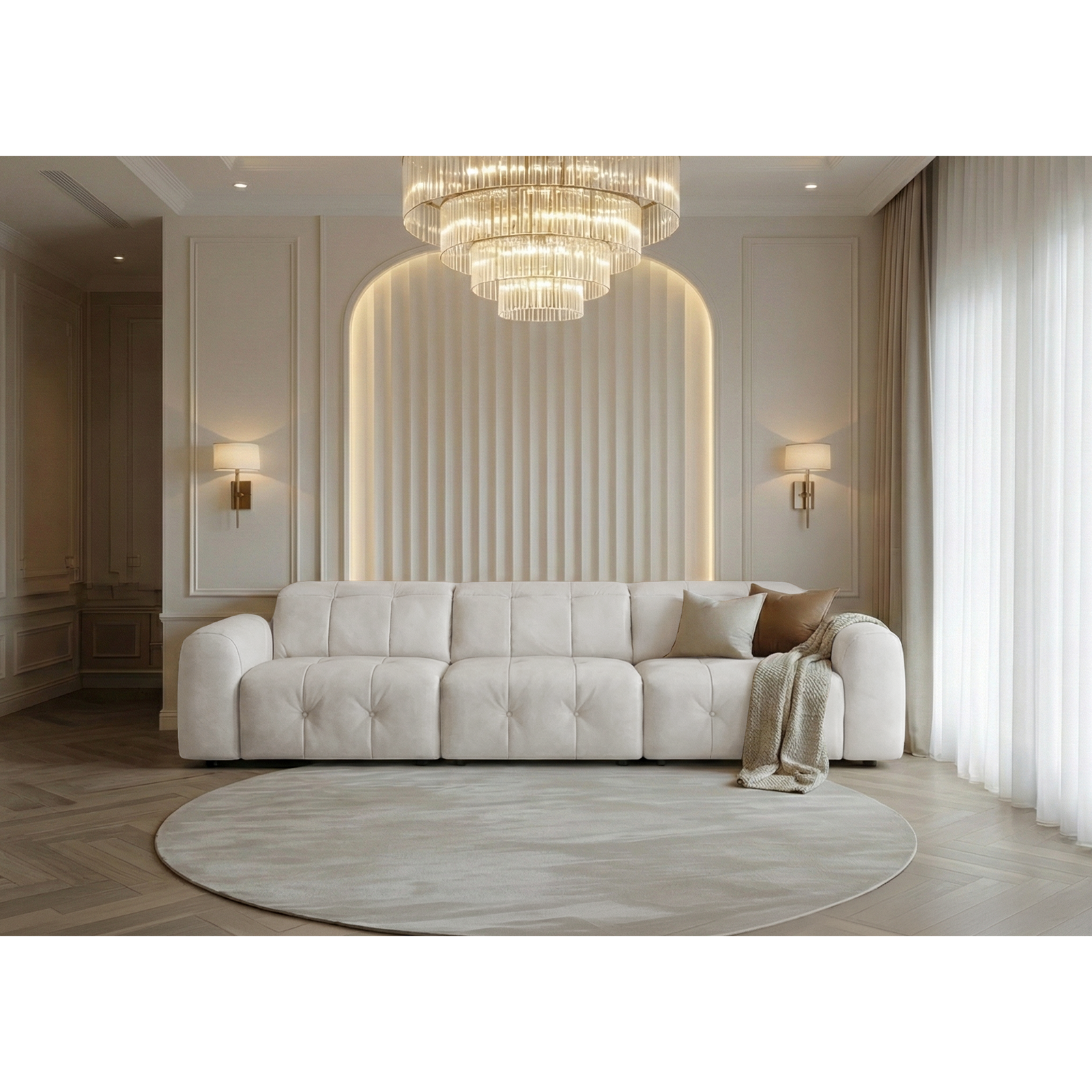 牛皮沙發 - 白灰色〔SFA5358〕