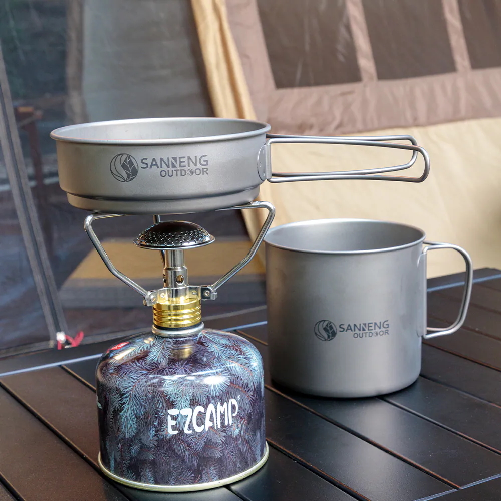 Sanneng Outdoor純鈦二合一摺疊套鍋組-1100ml+350ml