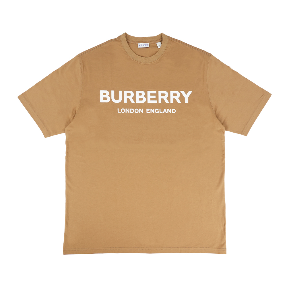 【Burberry】白字Logo 棉質短袖T-Shirt (米色)