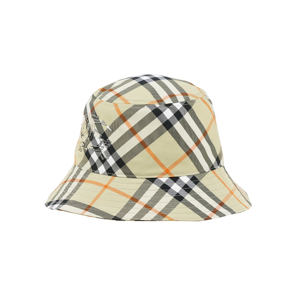 【Burberry】戰馬圖案格紋帆布漁夫帽 M/L (淺鼠尾草綠)