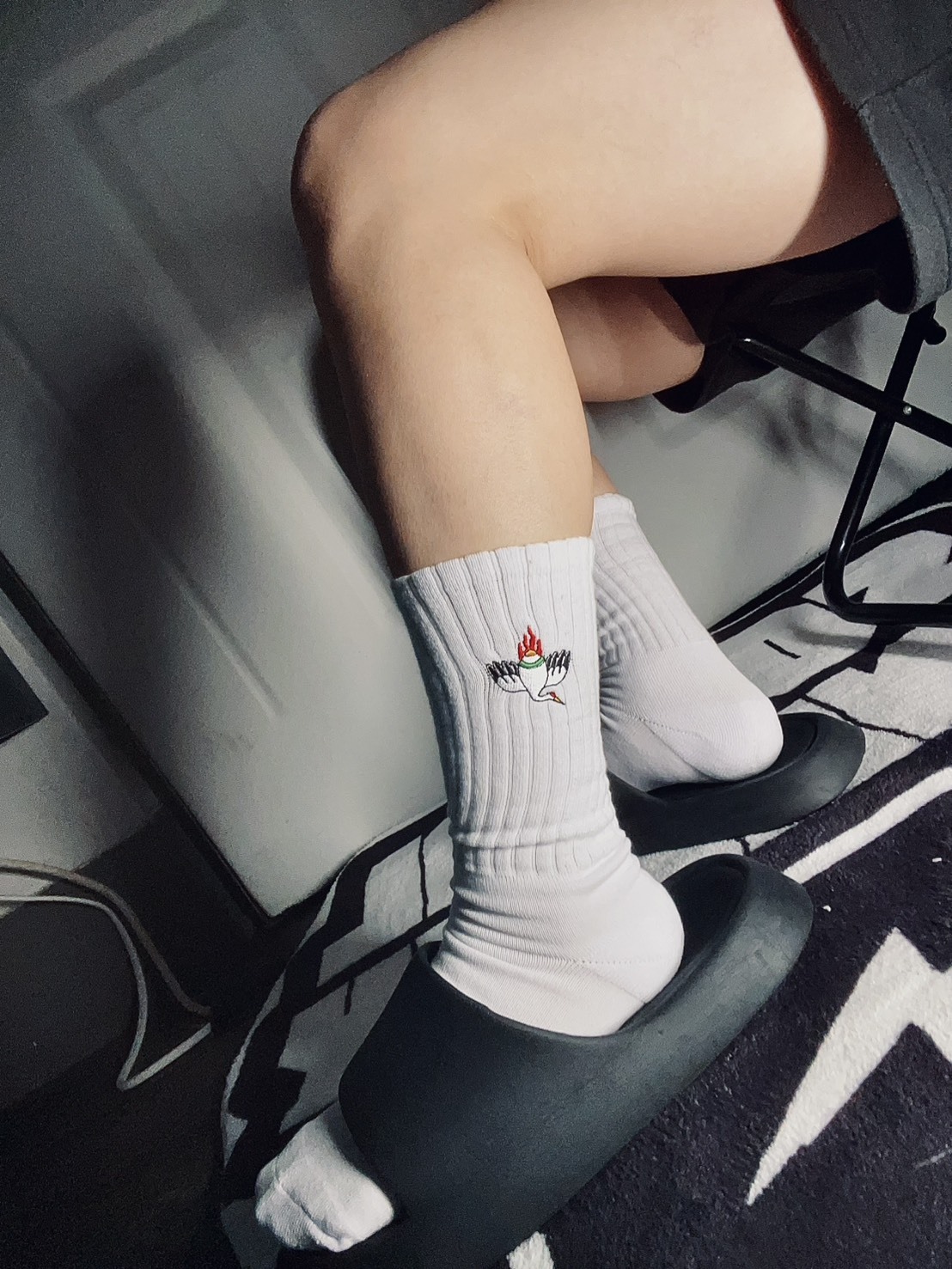 叫小鶴!|燼焰之鶴刺繡毛巾長襪【SCSXU19】