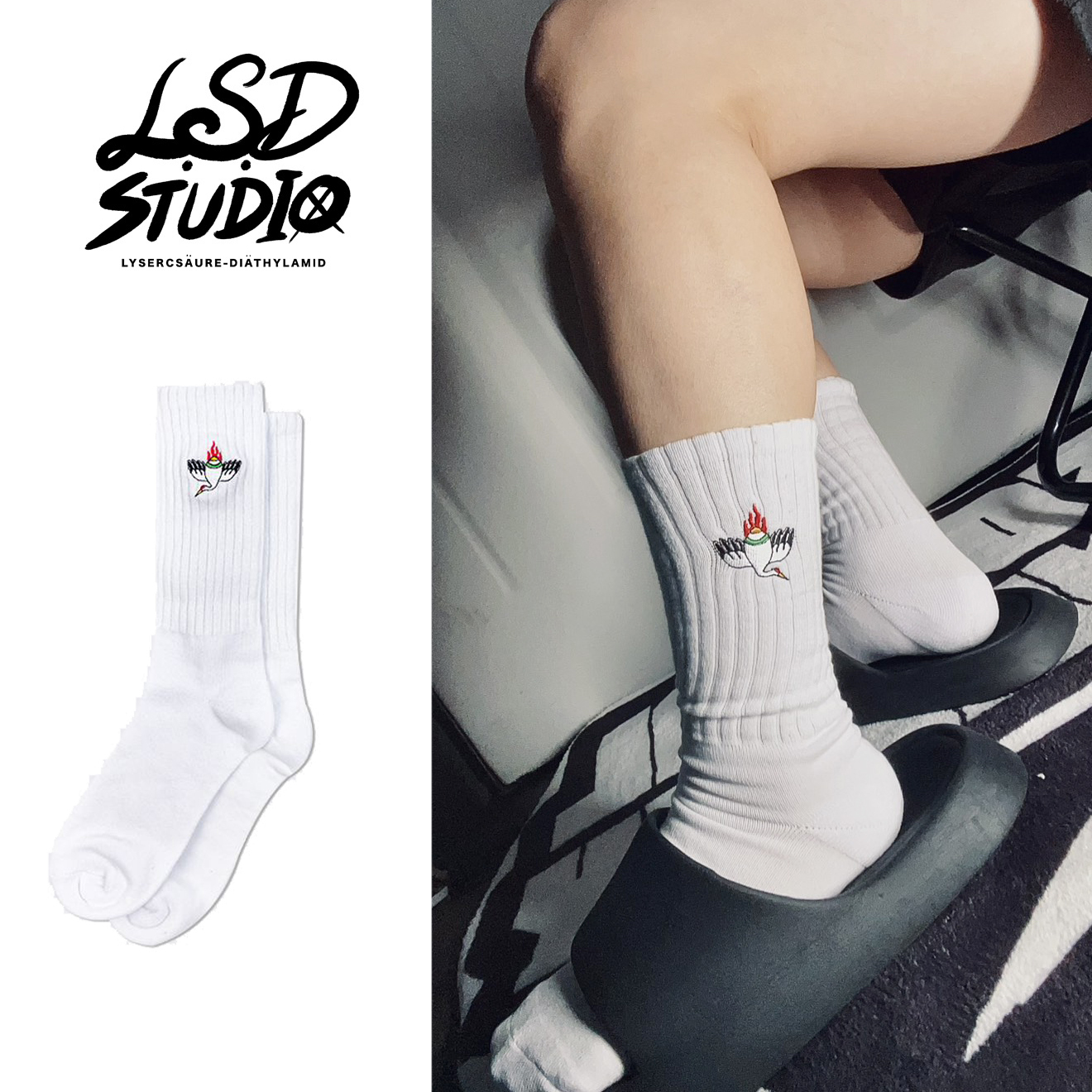 叫小鶴!|燼焰之鶴刺繡毛巾長襪【SCSXU19】