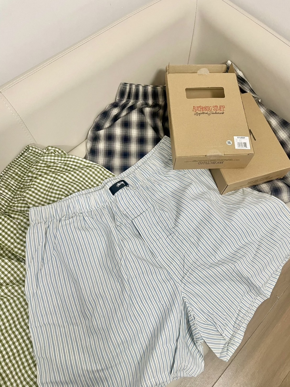 STUSSY SS25 BOXER SHORTS 3 PACK 條紋格子 鬆緊腰 四角褲 3件入