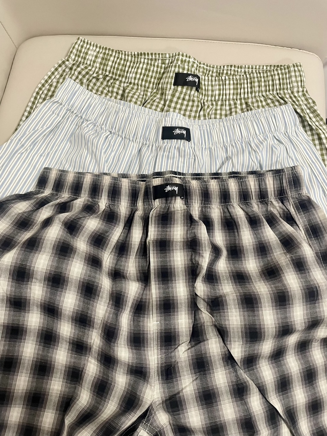 STUSSY SS25 BOXER SHORTS 3 PACK 條紋格子 鬆緊腰 四角褲 3件入