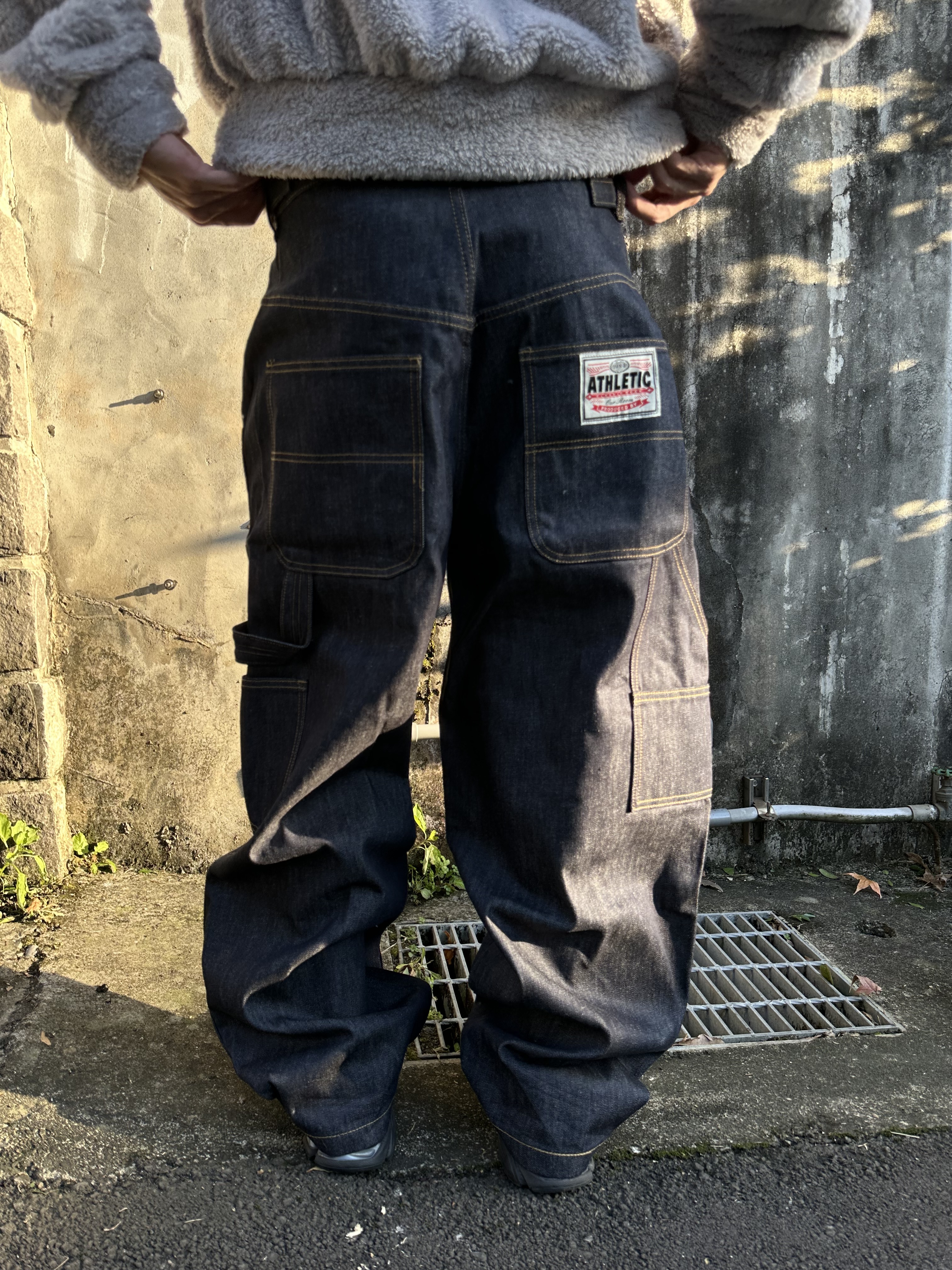 美式布標 寬鬆 剪裁 工裝褲