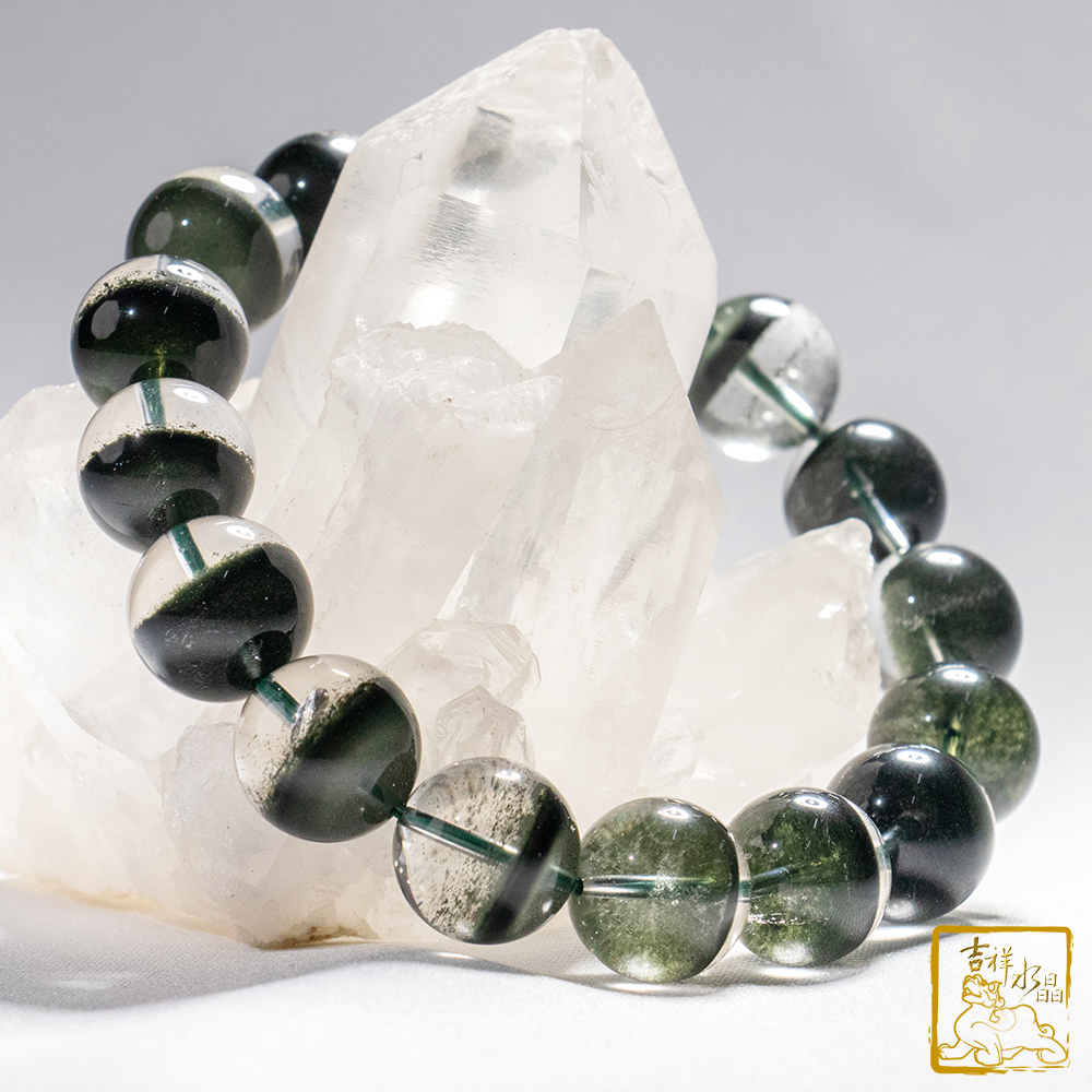 綠幽靈聚寶盆手珠 13.5mm 好運聚財