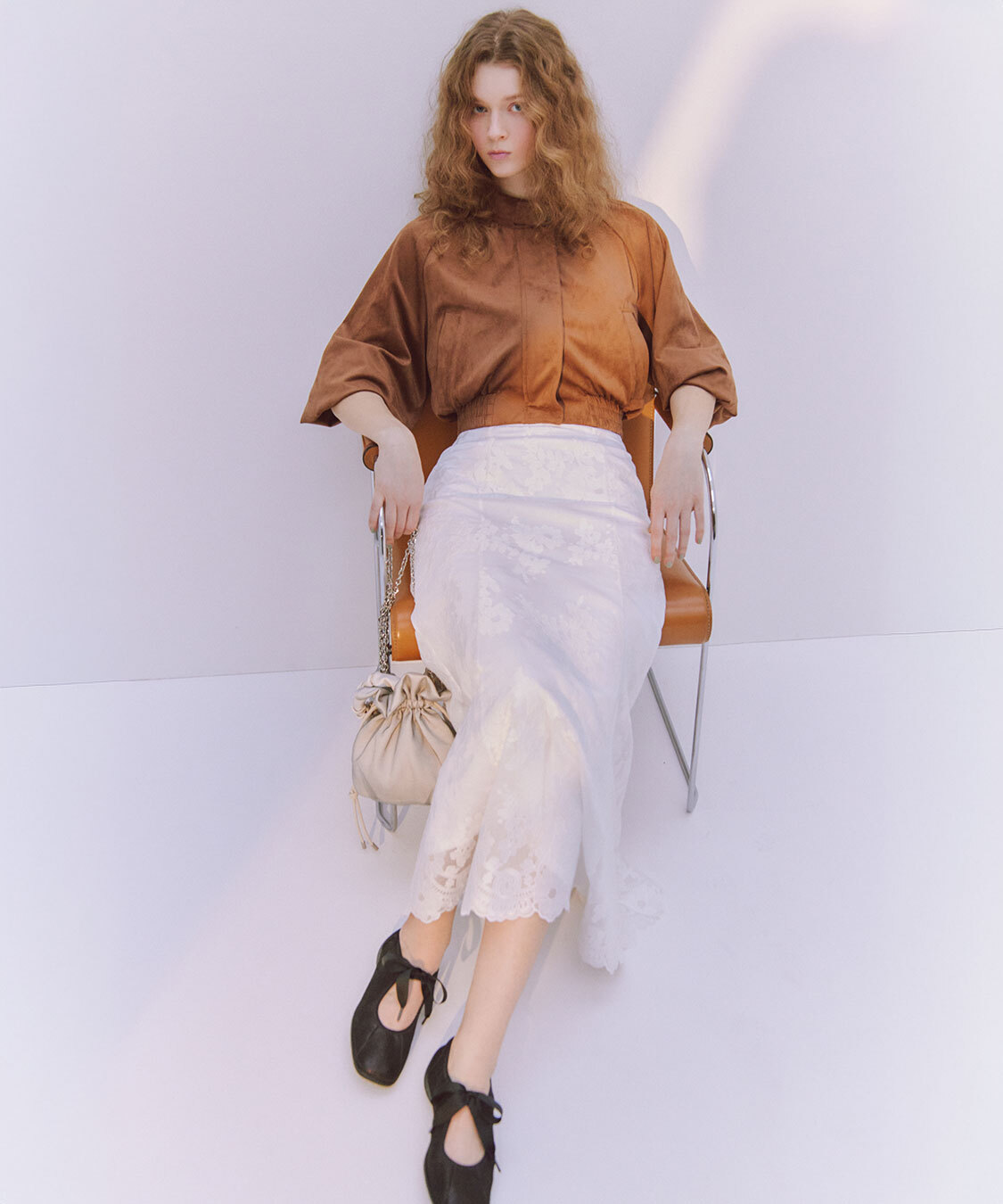 [預購] COCO DEAL 花卉刺繡雪紡魚尾裙