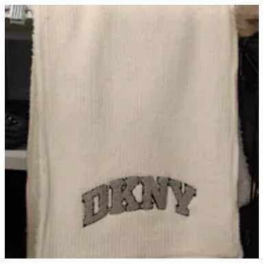 [S] DKNY IVORY D5KS1655-IVY VARSITY KNIT LOGO SCARF, 732465185083 (SD1828)