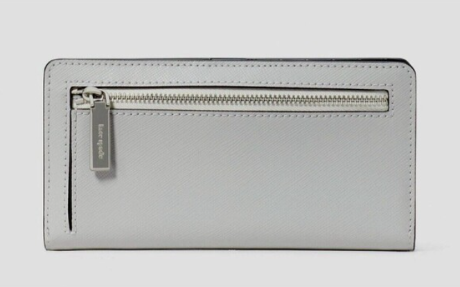 [S] KATE SPADE KC510 MADISON LARGE SLIM BIFOLD WALLET COLORBLOCK SAFFIANO,PLATINUM G, 196021322648 (SKS947)