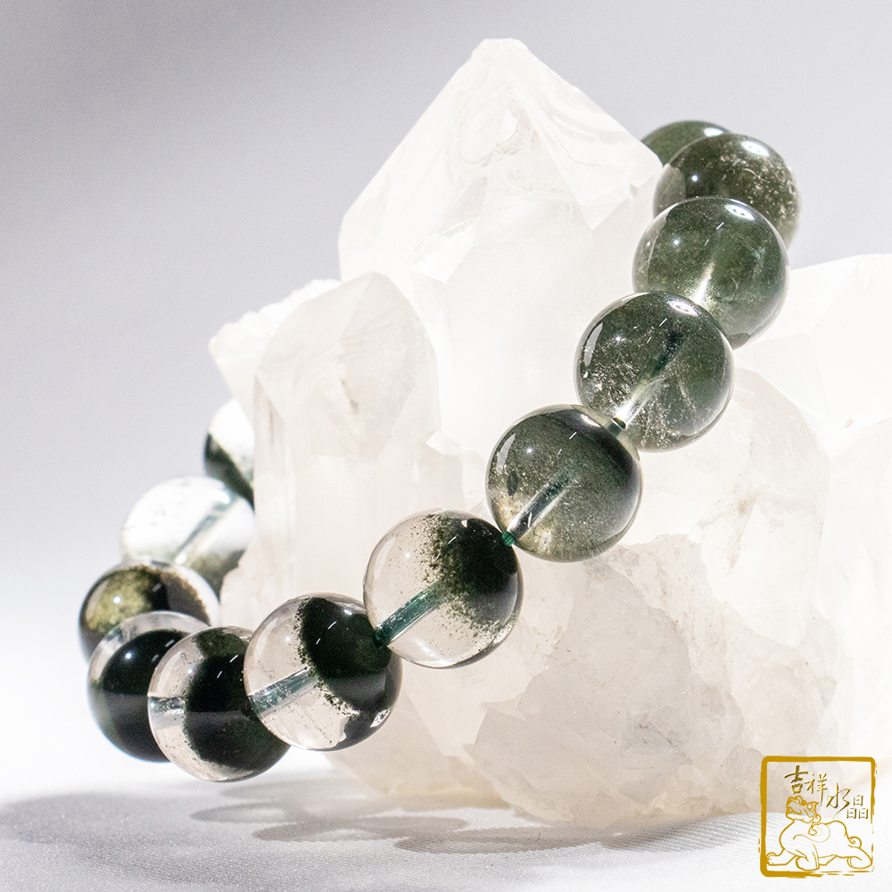 綠幽靈聚寶盆手珠 13.5mm 旺事業運