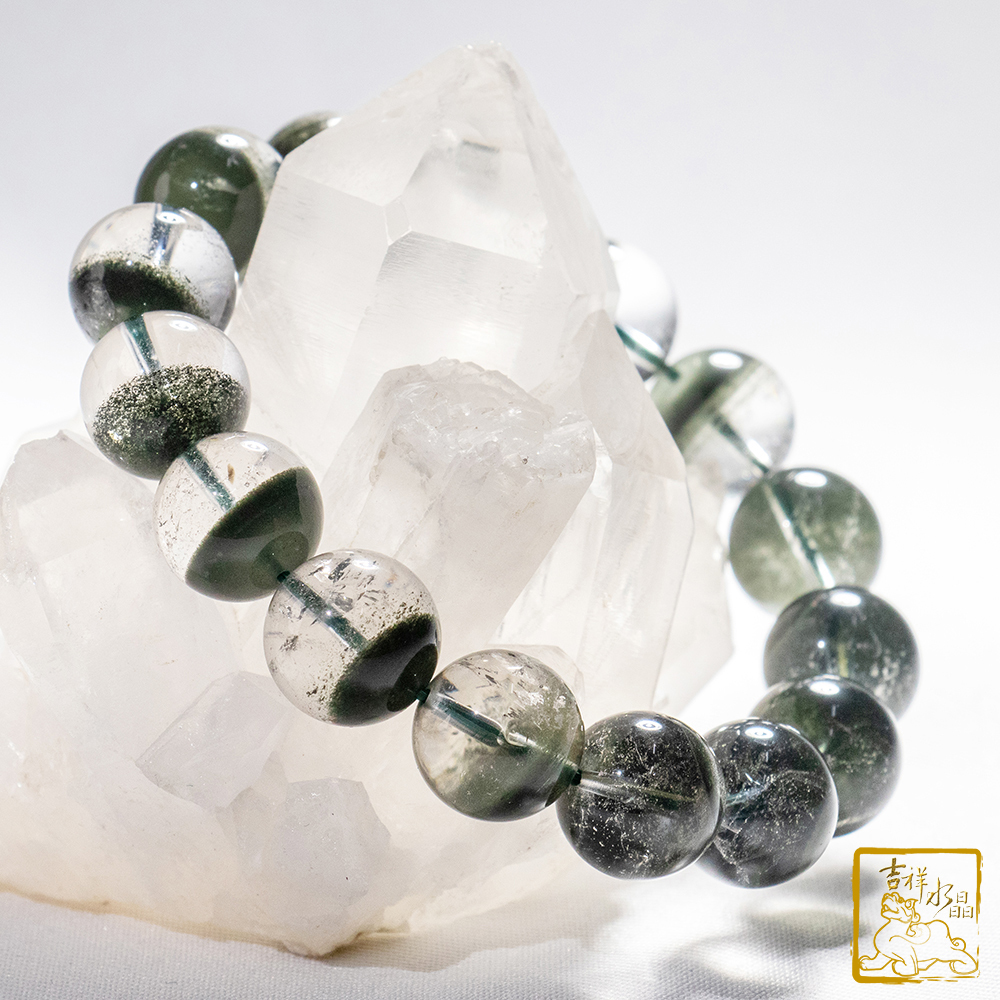 綠幽靈聚寶盆手珠 13.5mm 旺事業運