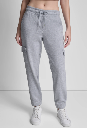 [S] DKNY PEARLGREY HEATHER METALLIC BUBBLE LOGO CARGO JOGGER, DP6P3524-PLG (SD1830)