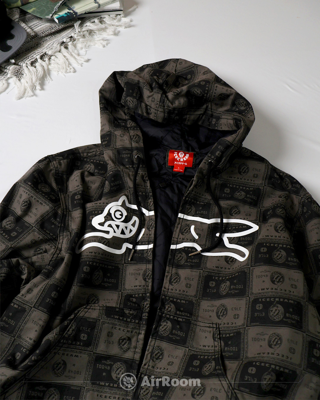 2025AW ICE CREAM CREDIT CHECK WORKWEAR HOODIE 冰淇淋 鈔票 連帽 外套 現貨 451-7401